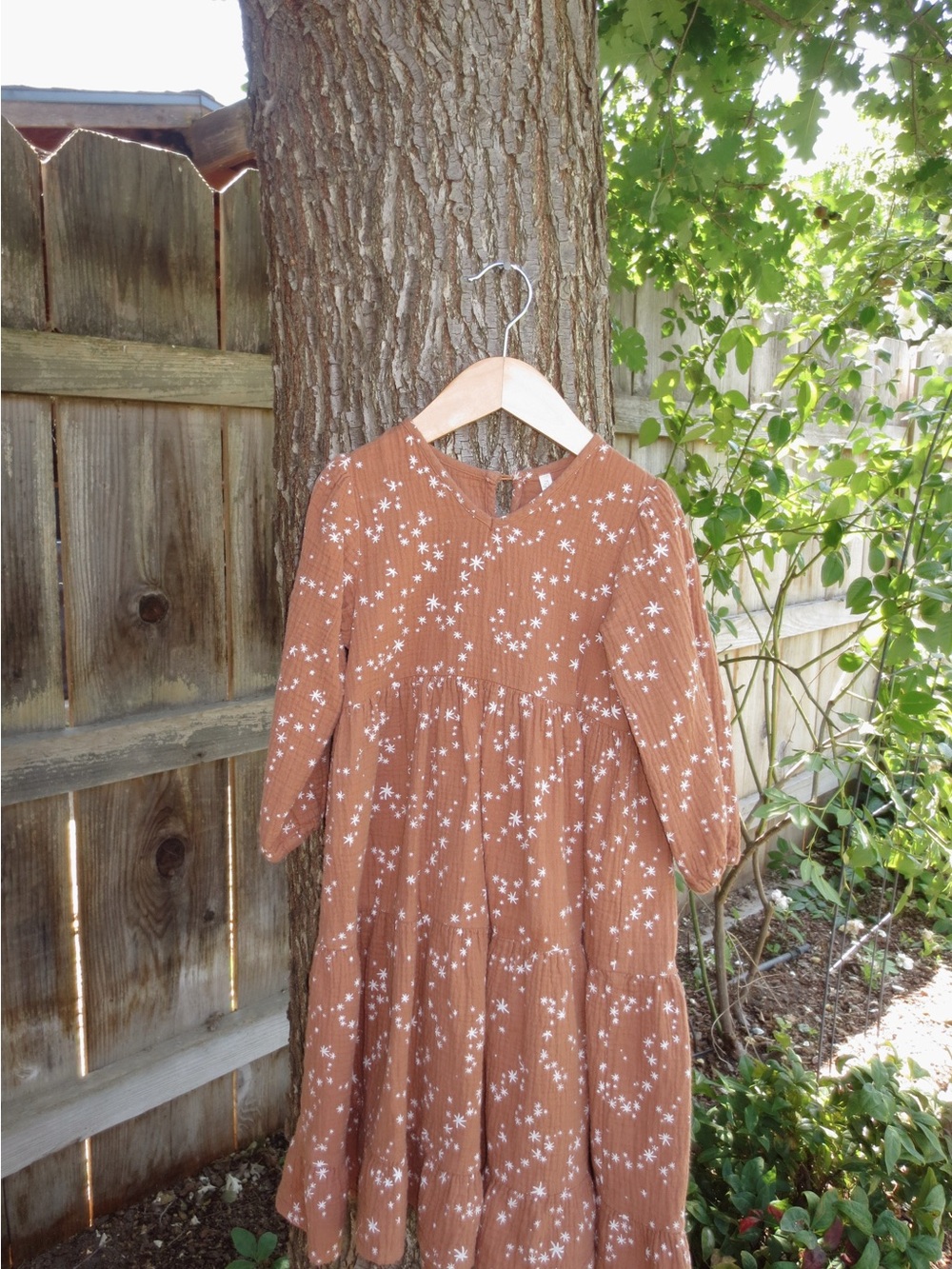 Rylee + Cru Brown Floral Tiered Long-Sleeve Dress